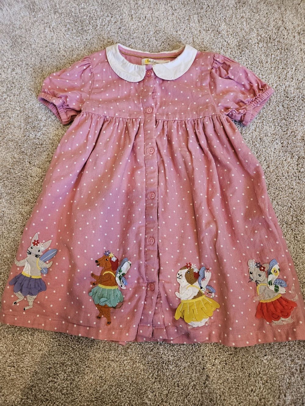 Baby Boden Pink Polka Dot Fairy Animal Dress 2-3Y